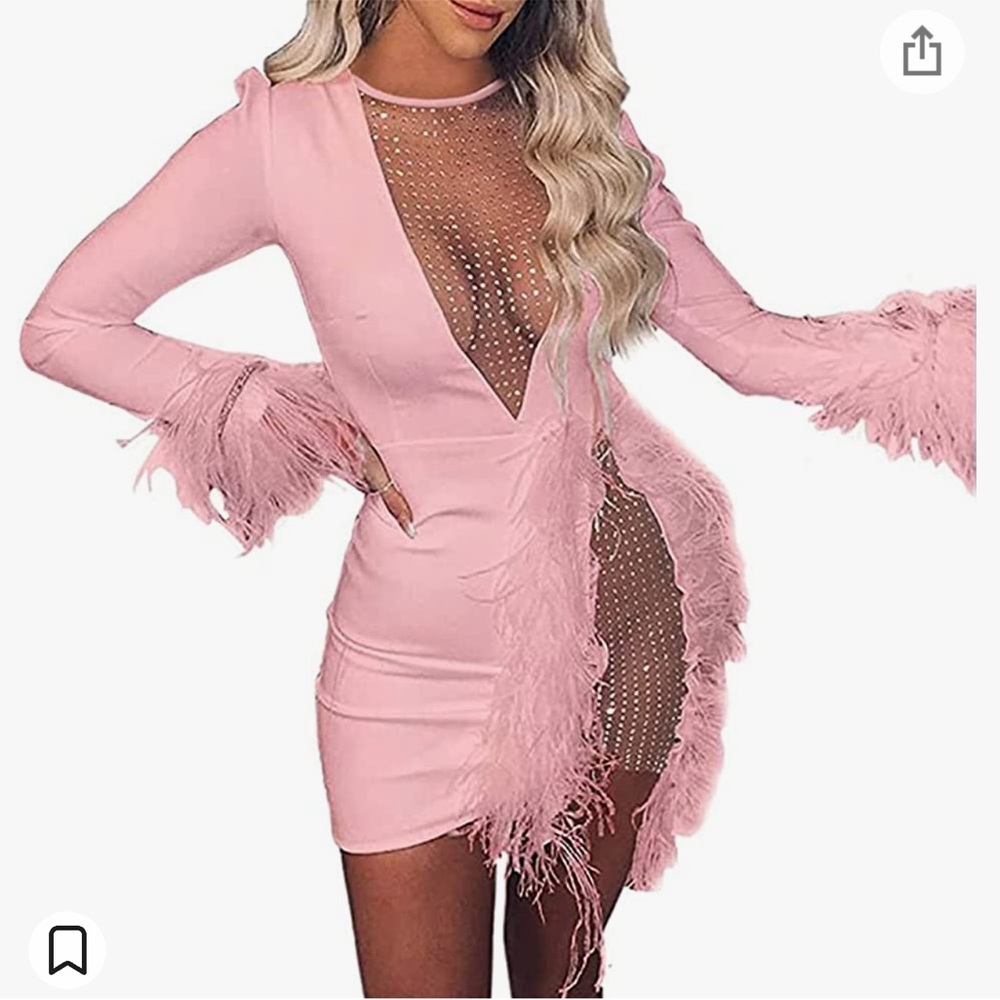 Pink fluffy sequin dress